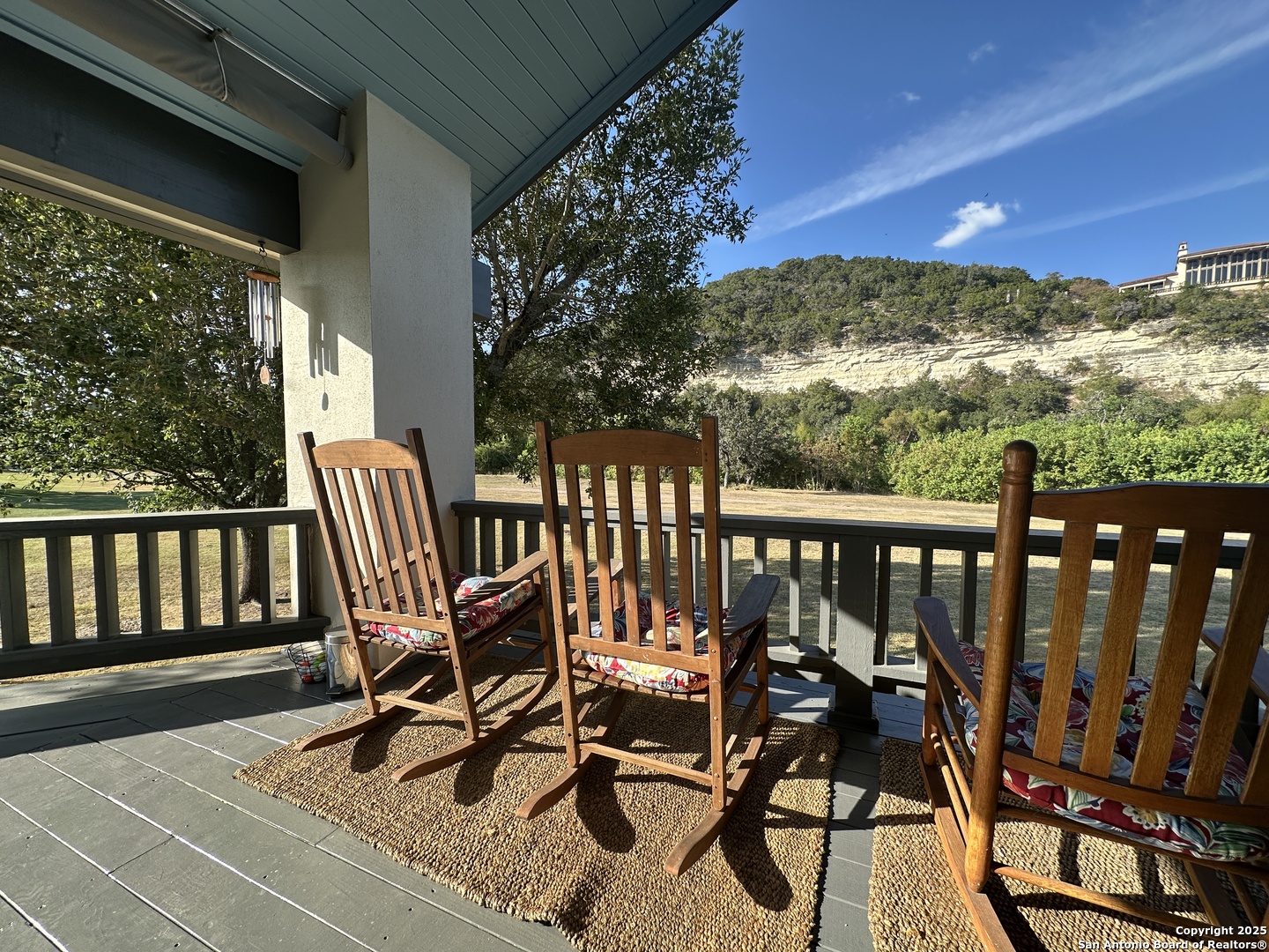 122 Cliffdwellers Path Boerne, TX 78006 - Photo 32 of 35 a view of a chairs and table in the balcony