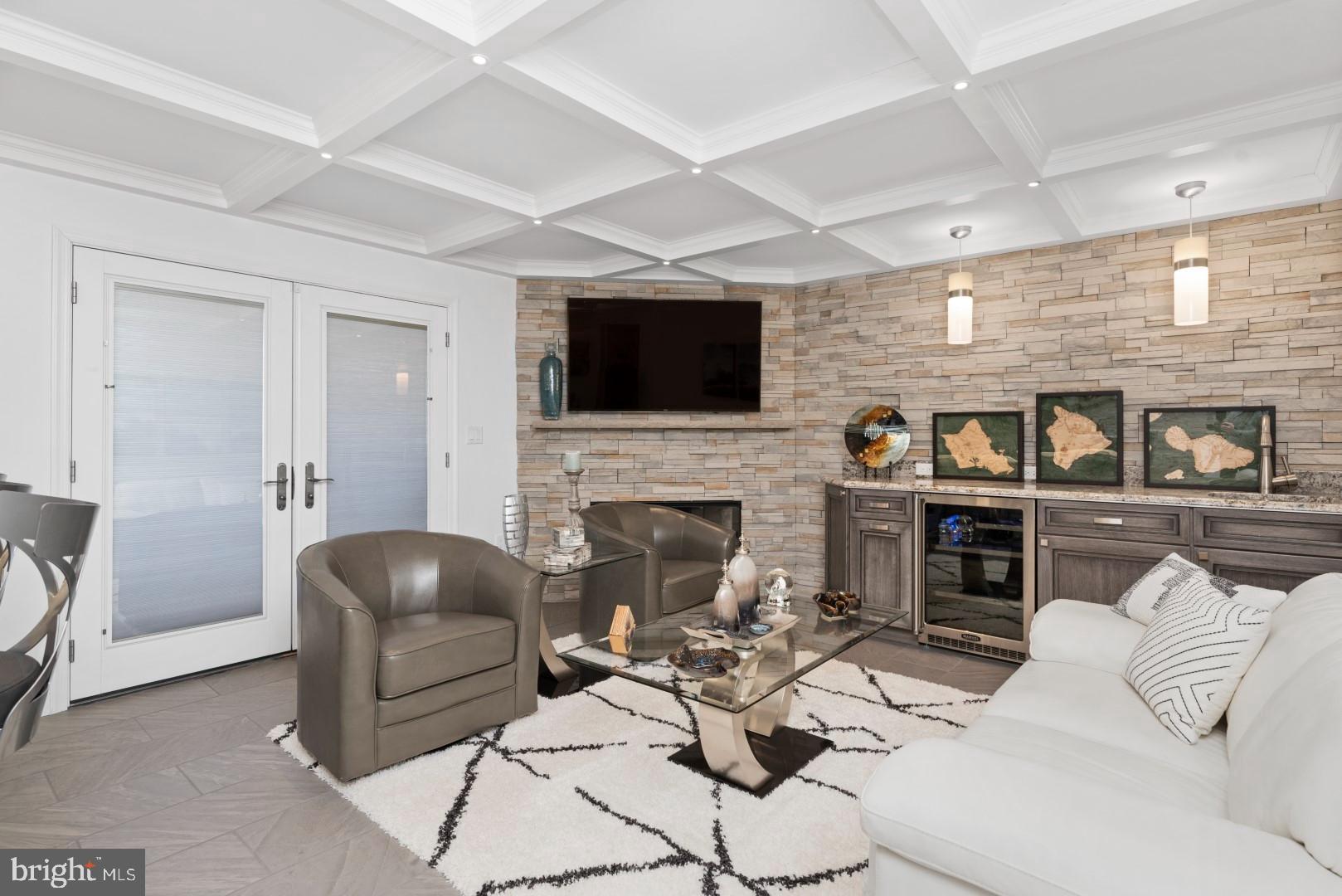 2069 Raleigh Road Hummelstown, PA 17036 - Photo 34 of 42 Finished LL w/ coffered ceiling and fireplace
