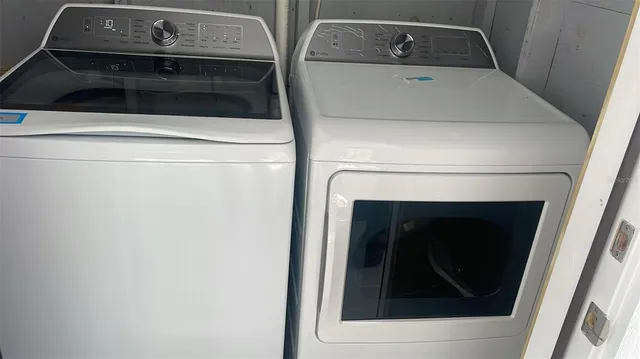 a close view of washer and dryer