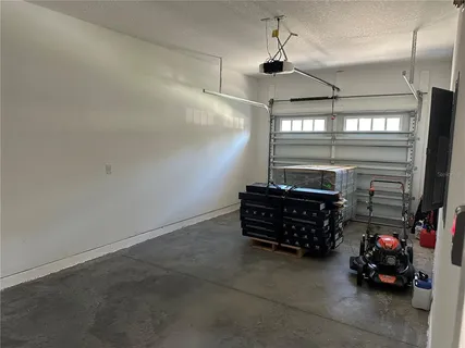 a car is parked in a garage