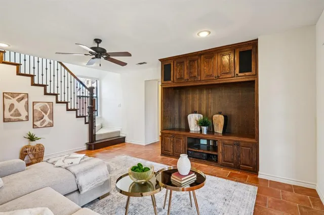 a living room with furniture