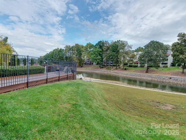 a view of a yard with a large trees