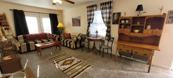 a living room with furniture