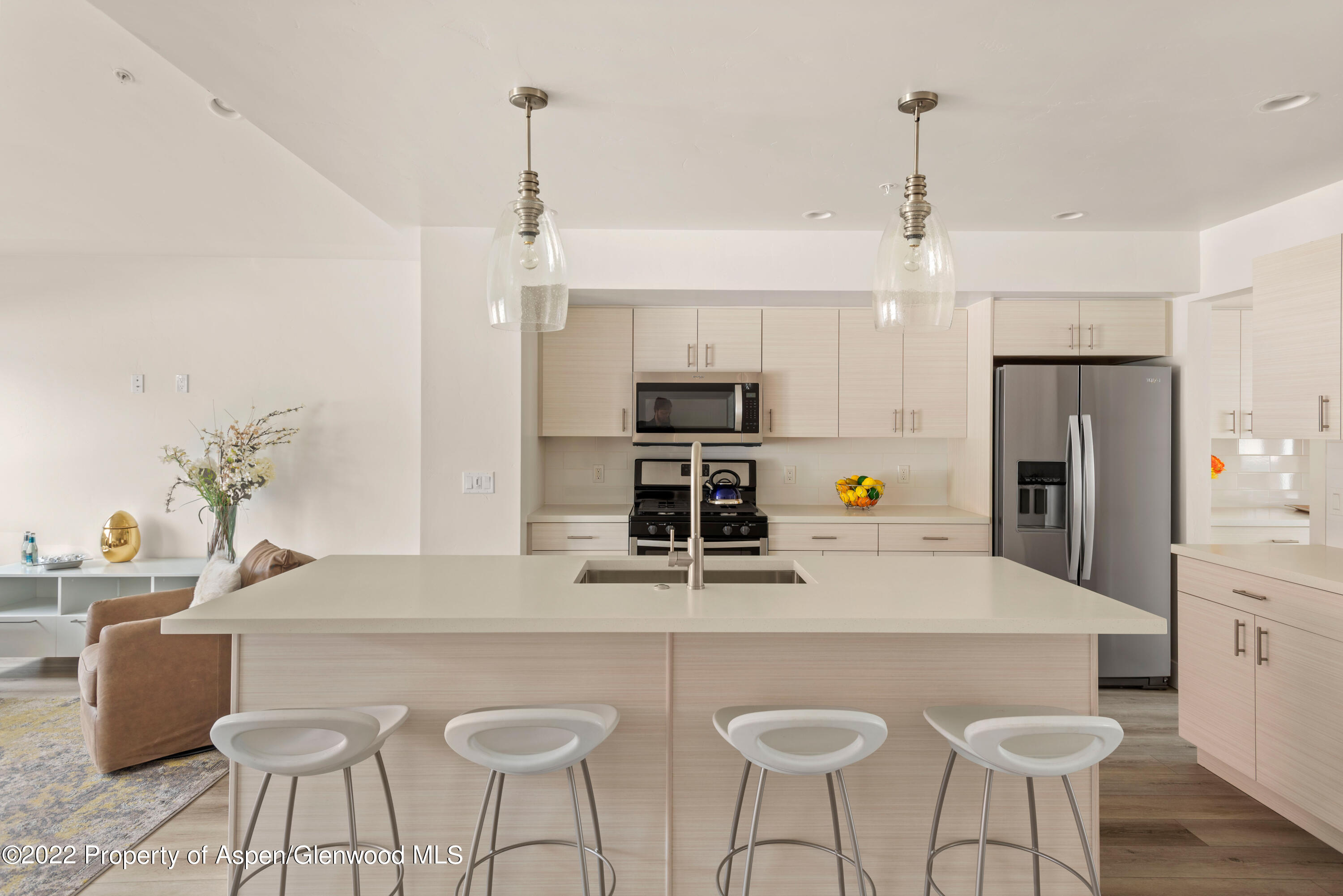 4255 Ripple Lane Glenwood Springs, CO 81601 - Photo 2 of 4 a kitchen with stainless steel appliances a dining table chairs refrigerator and microwave