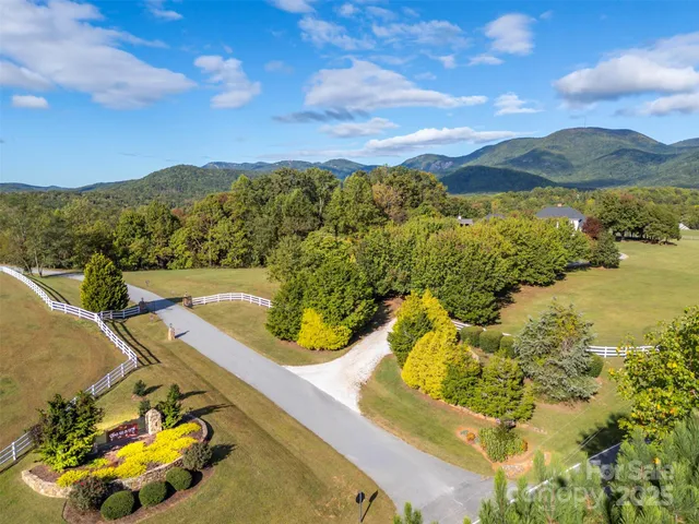 a view of a swimming pool with a mountain view