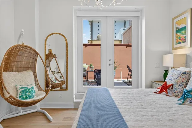 a view of a lake with a city