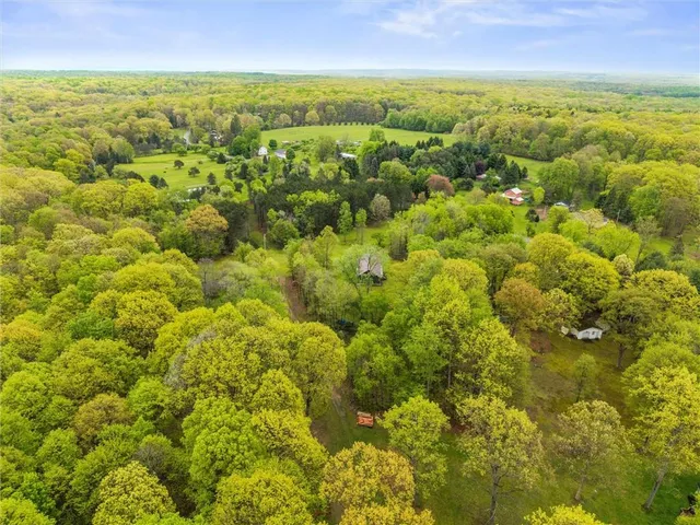 an aerial view of residential houses with outdoor and green space