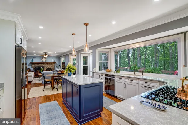a kitchen with lots of counter top space