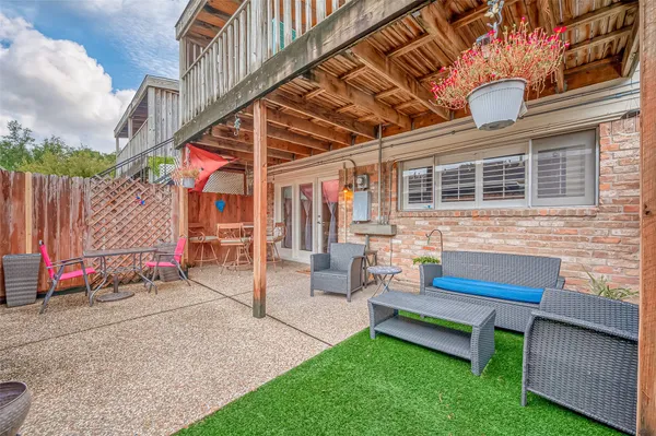 a outdoor living space with patio furniture