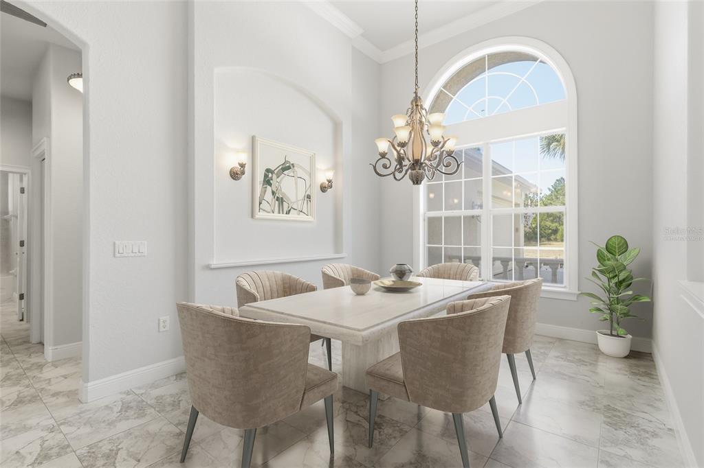 11040 Fulton Avenue Weeki Wachee, FL 34613 - Photo 8 of 77 a view of a dining room with furniture wooden floor and a chandelier