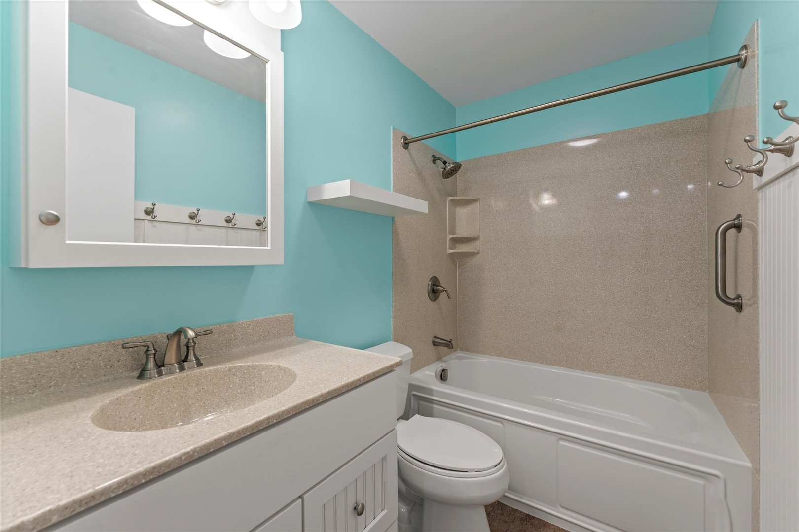 2701 Hathaway Drive Champaign, IL 61821 - Photo 13 of 22 a bathroom with a granite countertop sink toilet and shower