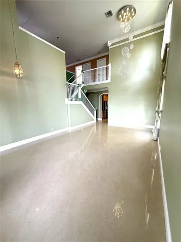 a view of staircase and floor