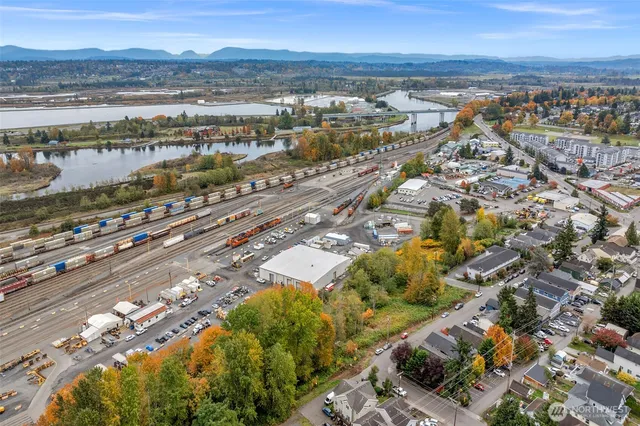 a view of a city with an ocean