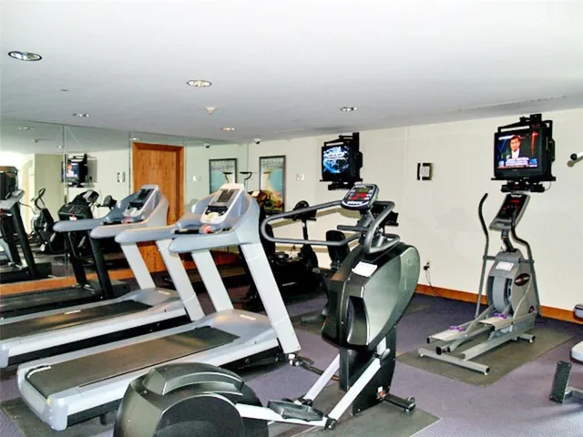 a view of a room with gym equipment