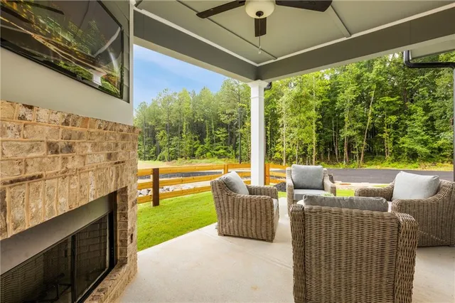 a balcony with furniture