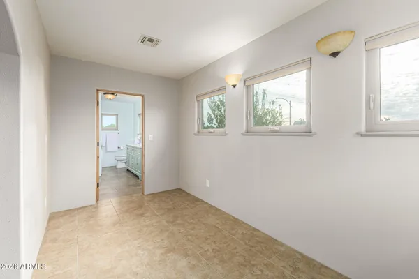 a front view of a building with street