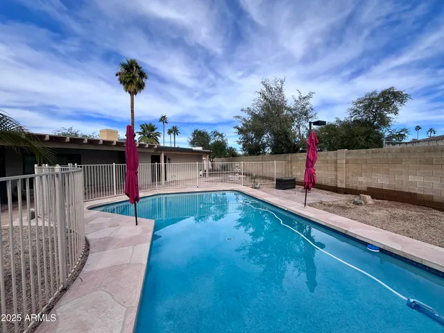 a view of a park with swings