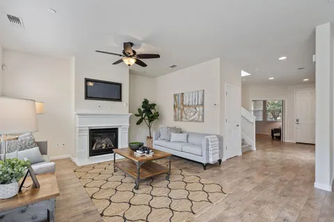 a view of a dining area with furniture