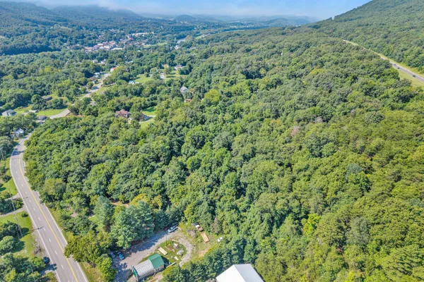 a view of a garden from a balcony