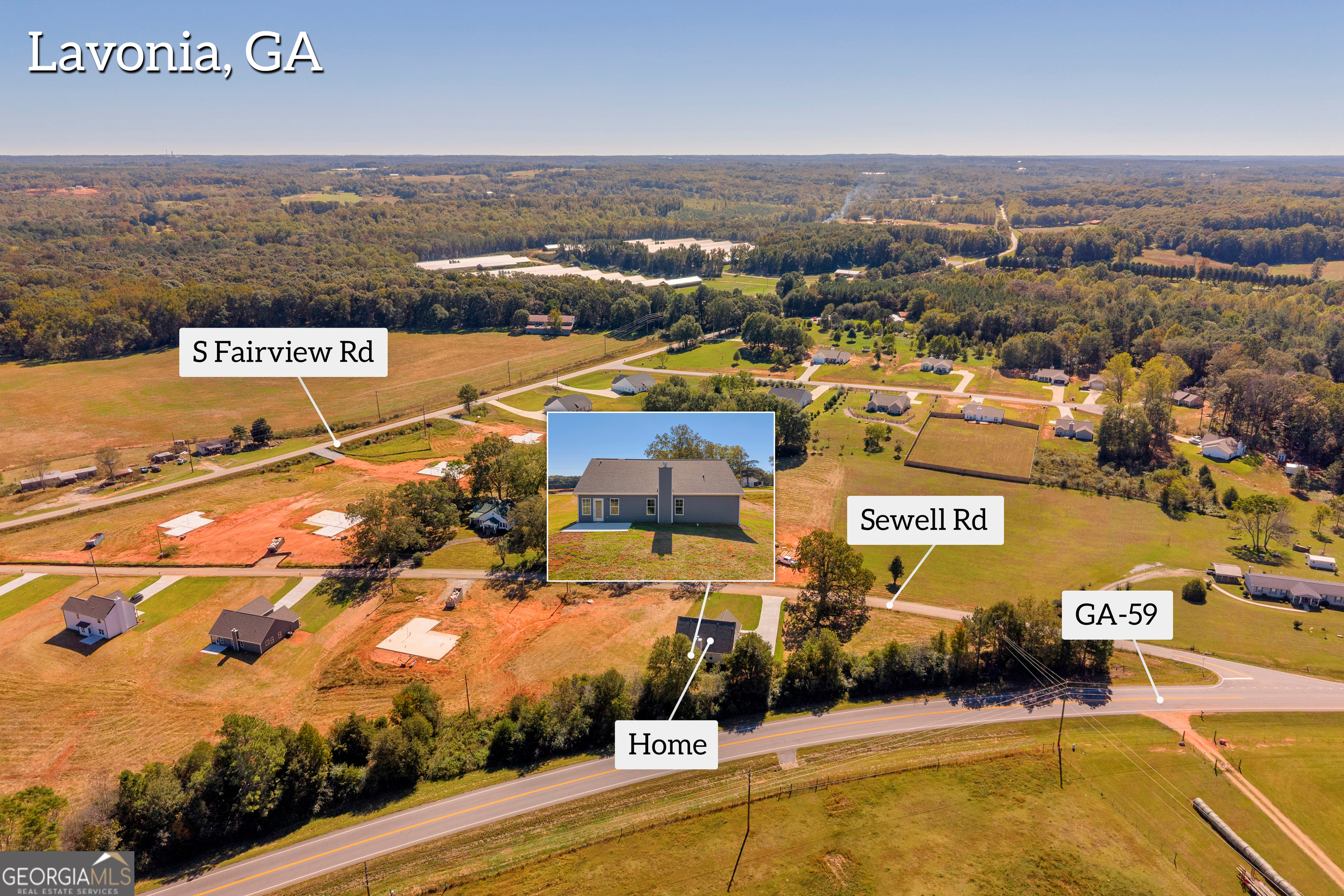 152 Sewell Road Lavonia, GA 30553 - Photo 49 of 60 an aerial view of residential houses with outdoor space