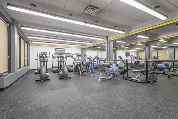 a view of a room with gym equipment