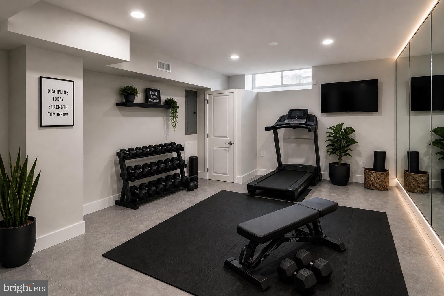 1125 South 24th Street Philadelphia, PA 19146 - Photo 48 of 55 Finished Lower Level Virtually Staged as Gym