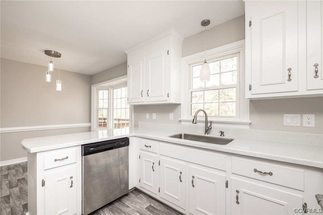 5405 Standing Oak Road Midlothian, VA 23112 - Photo 6 of 24 a kitchen with granite countertop white cabinets white appliances and a sink