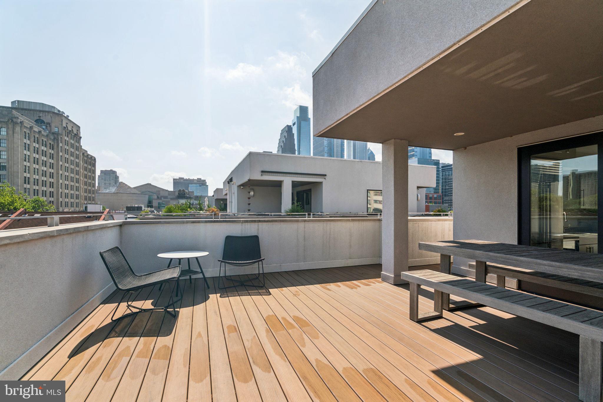 206 North 22nd Street, Unit E Philadelphia, PA 19103 - Photo 50 of 50 a balcony with wooden floor and furniture