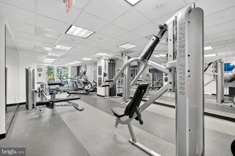 a view of a room with gym equipment