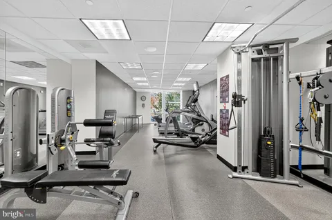 a view of a room with gym equipment