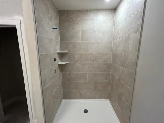 a bathroom with a shower