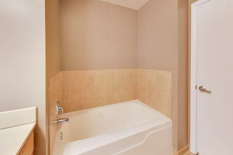 a bathroom with a bathtub