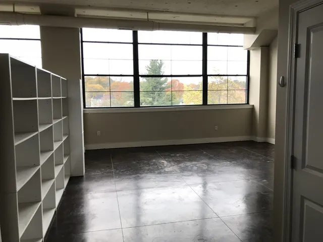 a room with a large window