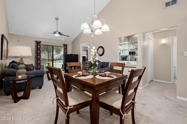 a view of a dining room and livingroom view