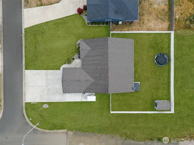 an aerial view of a house