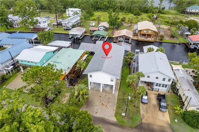 an aerial view of a house
