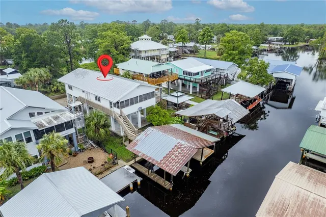 an aerial view of residential building and city