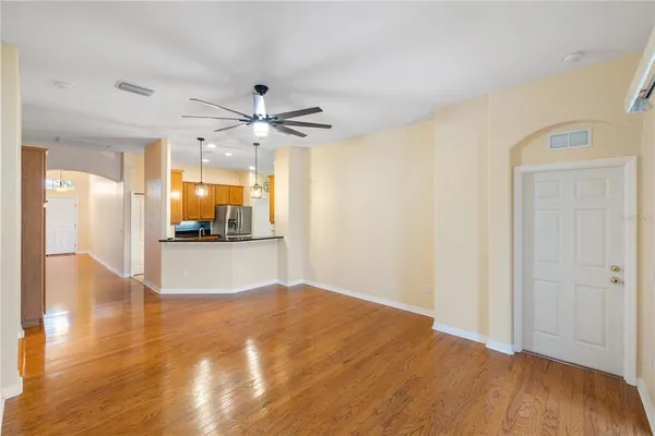 a view of a livingroom with a flat screen tv