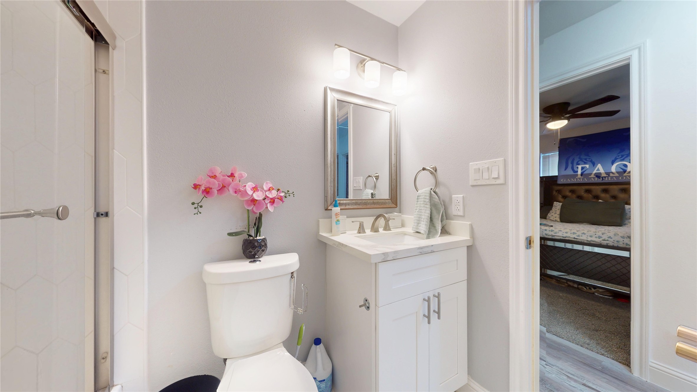 827 Dondell Street Channelview, TX 77530 - Photo 37 of 49 827 Dondell St, 4th bedroom's full bathroom, with single white vanity