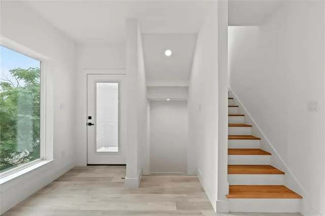 a view of an entryway with staircase