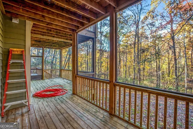 a balcony with street view