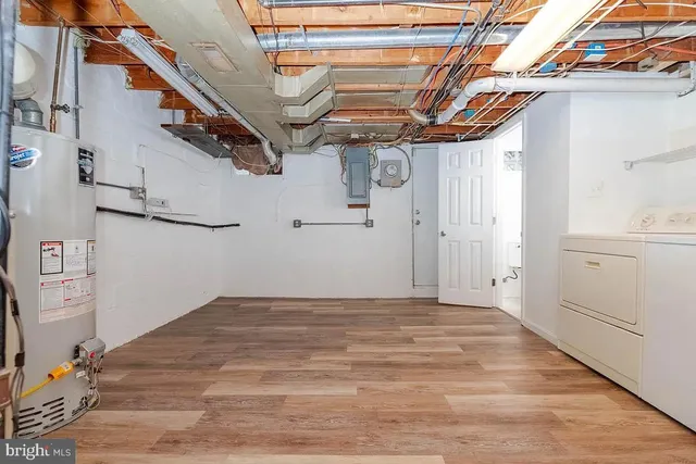 a view of a room with racks on the wall