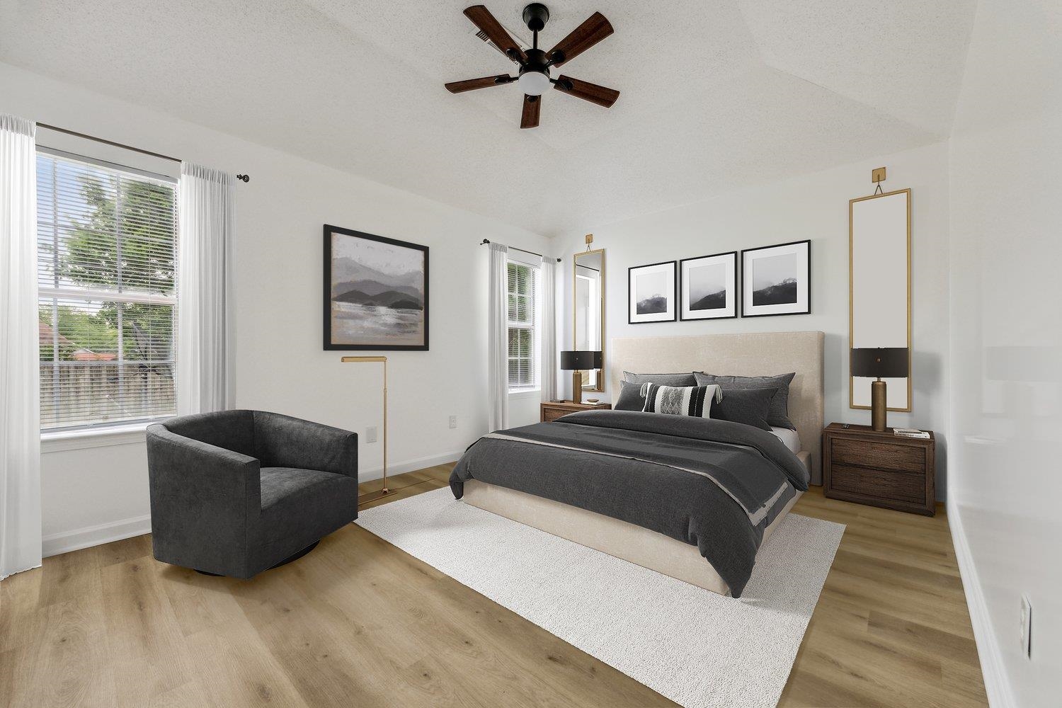 6036 Chadwell Road Millington, TN 38053 - Photo 10 of 20 Bedroom featuring baseboards, ceiling fan, and light wood-style floors