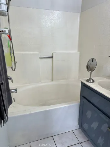 a bathroom with a bathtub