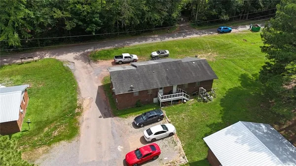 an aerial view of a house