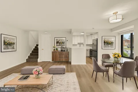 a bedroom with a bed and furniture