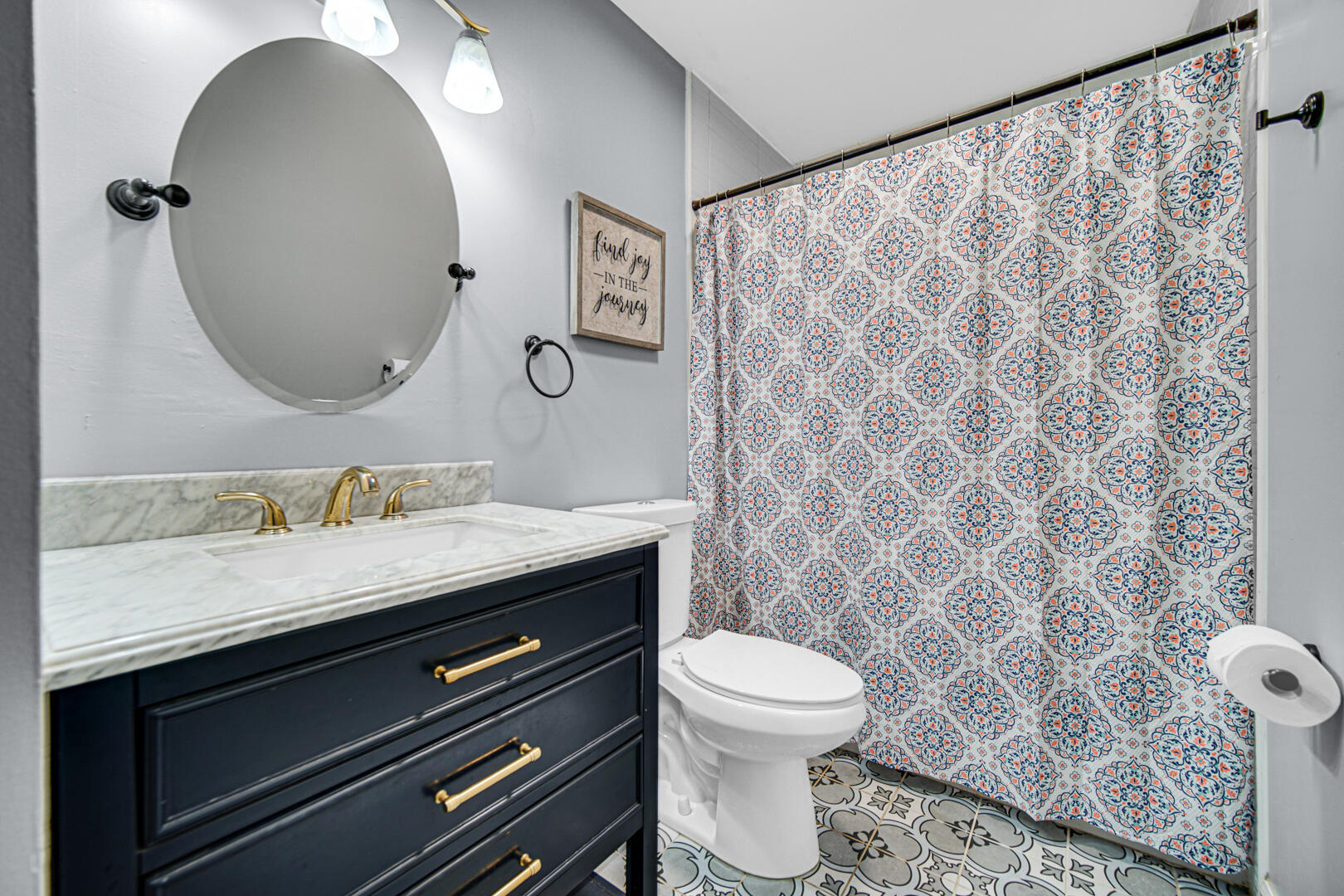 3113 Devonshire Circle Crown Point, IN 46307 - Photo 11 of 18 a bathroom with a granite countertop sink a toilet and a mirror