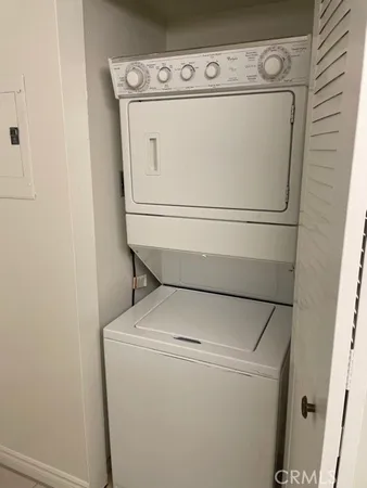 a close up view of washer and dryer with washer