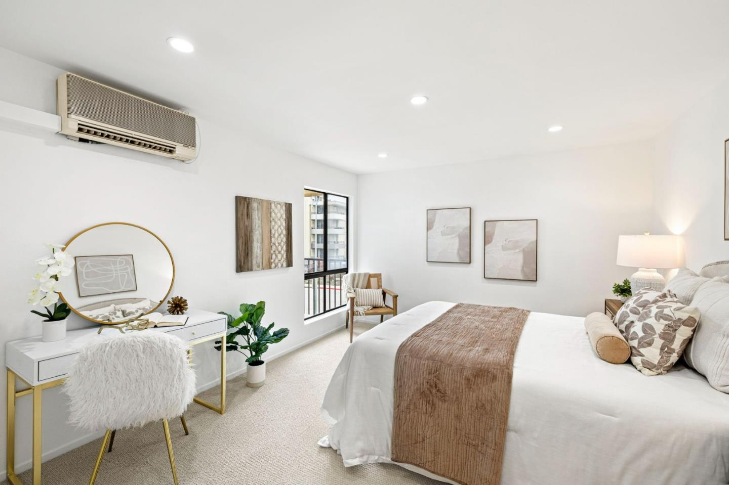 380 Vallejo Drive, Unit 321 Millbrae, CA 94030 - Photo 17 of 38 a bedroom with a bed a potted plant and a dresser