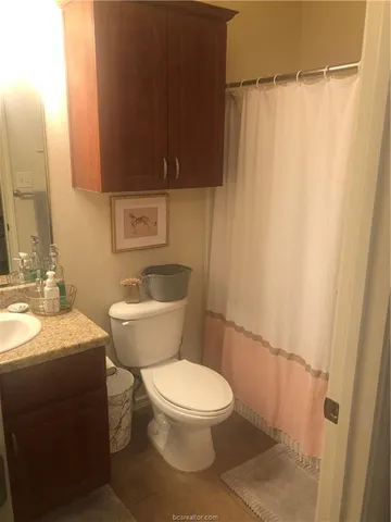 a white toilet sitting next to a shower curtain
